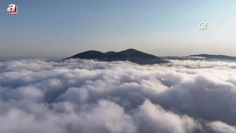 1650 rakımlı Dürtmen Dağı’ndaki sis denizi drone ile görüntülendi