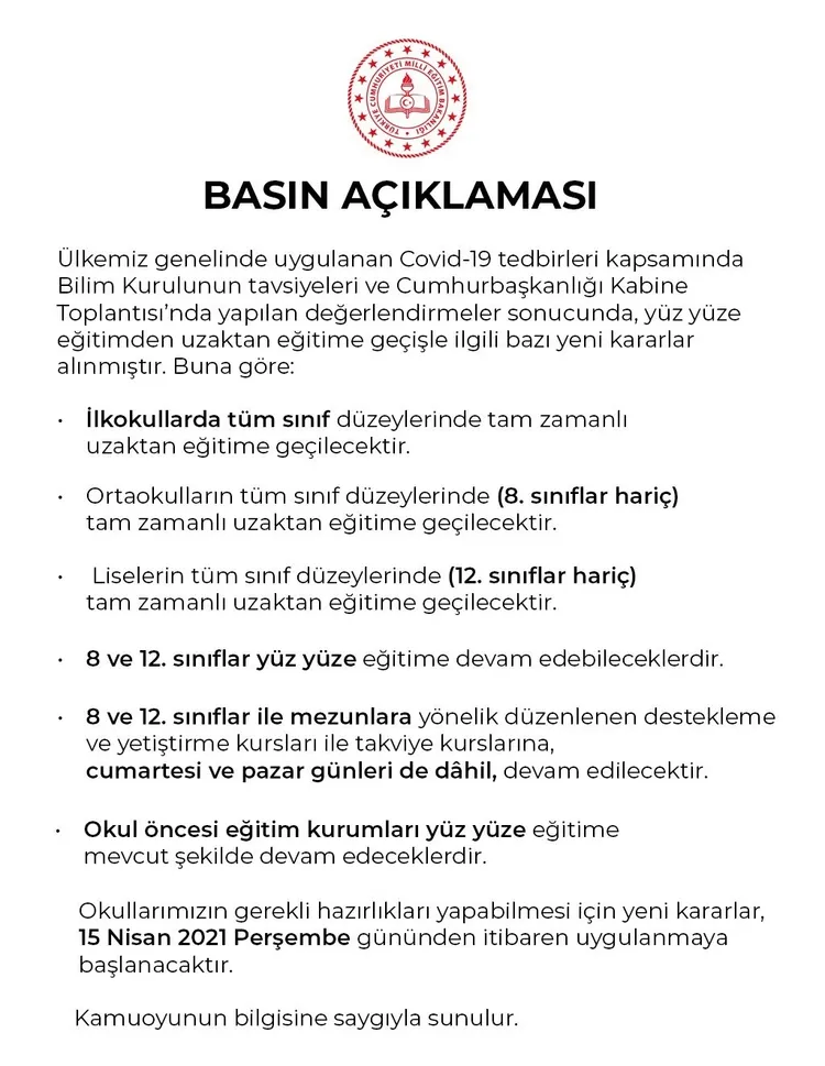 Son dakika: Yüz yüze eğitimle ilgili yeni karar! Milli Eğitim Bakanlığı detayları duyurdu - 1