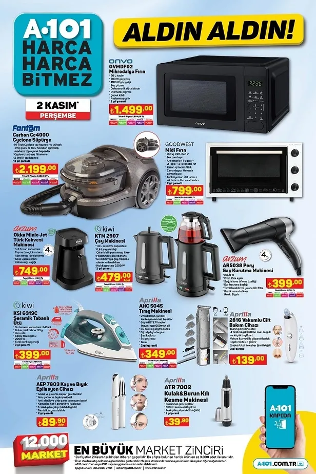 4 Kasım A101 aktüel ürünler kataloğu yayınladı! A101’de 479 TL'ye çay makinesi, ütü 399 TL, 349 TL'ye bavul, 49 TL’ye cam matara satacak - 4
