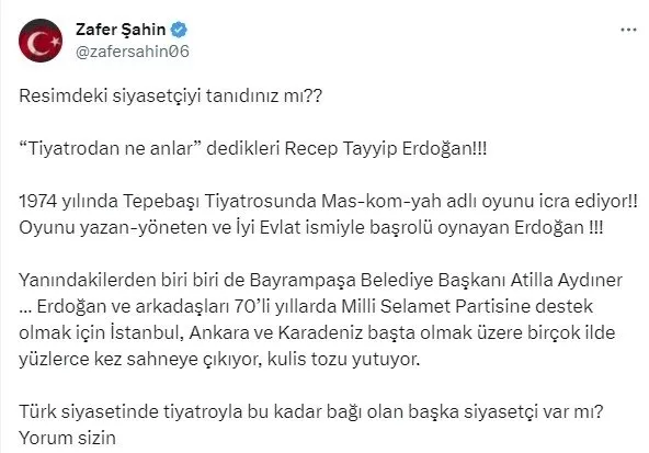 1692224601313.jpg Başkan Erdoğan'ın 1974 yılındaki tiyatro gösterisi! Atila Aydıner A Haber'de aktardı: Cumhurbaşkanımız sanattan çok iyi anlar! Erbakan en önden izledi... - 1