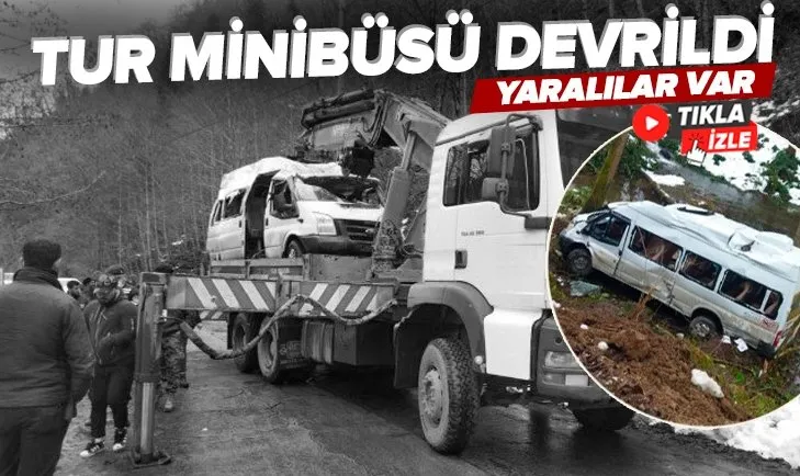 Son dakika: Rize’de tur minibüsü devrildi! Yaralılar var