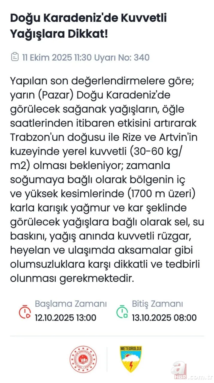 Kış kapıyı çaldı, atkı ve berelerinizi çıkartın! Meteoroloji’den kuvvetli sağanak ve kar uyarısı: 6 il sarı koda alındı 13