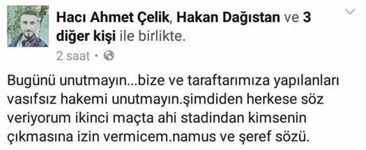 Kırşehirspor'un kaptanı Hacı Ahmet Çelik’ten şok tehdit - 1