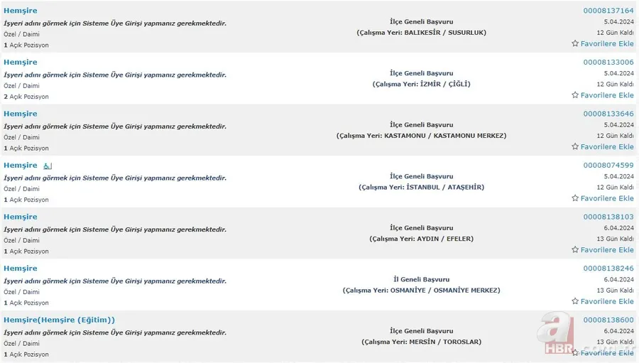 Lise mezunu 685 Hemşire alımı! İŞKUR KPSS şartsız Hemşire istihdamı için ilanlar tek tek listelendi 16