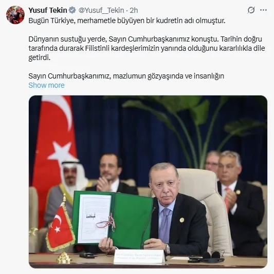 kabine-uyelerinden-sarm-el-seyh-baris-zirvesine-iliskin-paylasim-baskan-erdogan-her-daim-zulmun-karsisinda-yer-1760390789227.jpeg Milli Eğitim Bakanı Yusuf Tekin, sosyal medya hesabı üzerinden yazılı bir açıklama yaptı (Ekran görüntüsü)