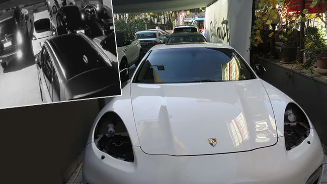 İstanbul'da lüks otomobilin 70 bin liralık farlarını 10 saniyede çaldılar - 1