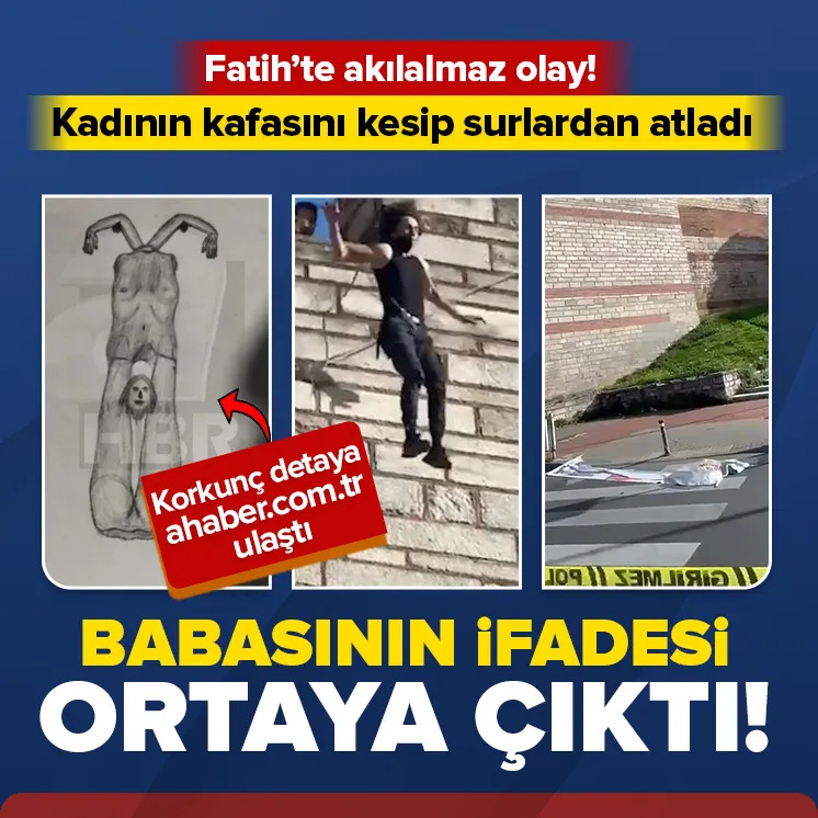 Kadının kafasını kesip surlardan attı