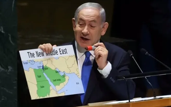 Netanyahu'dan Filistinsiz harita! Savaşın sinyallerini BM'de mi verdi? Netanyahu'dan Filistinsiz harita! Savaşın sinyallerini BM'de mi verdi?