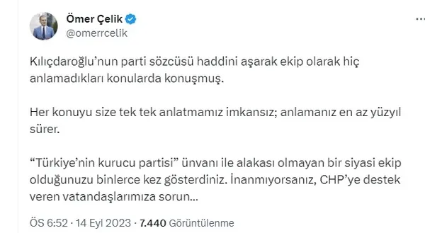 AK Parti Sözcüsü Ömer Çelik’ten CHP Sözcüsü Faik Öztrak’a dış politika ve terör tepkisi