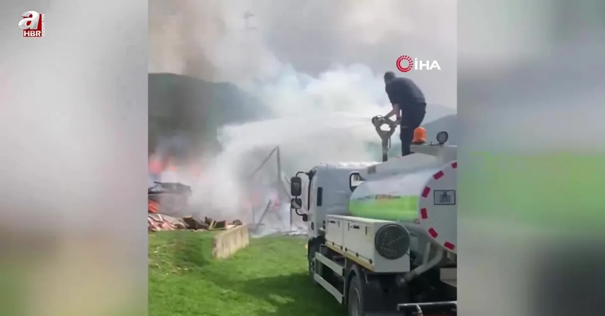Akçakoca’da samanlık yanarak küle döndü