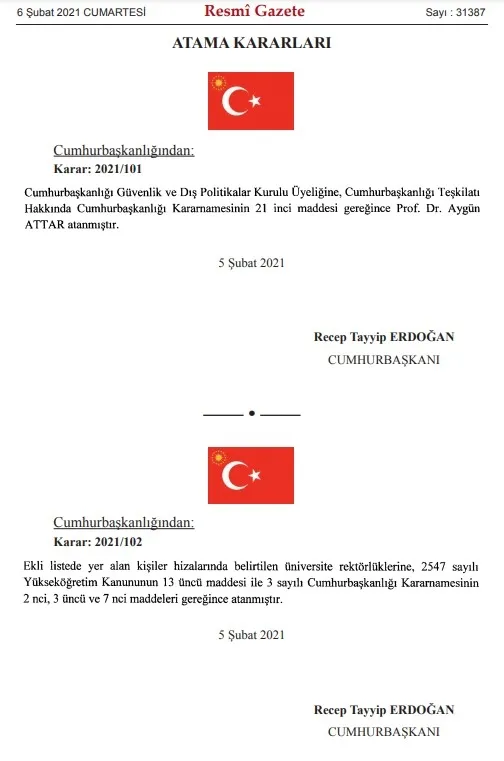 Son dakika: Başkan Erdoğan 11 üniversiteye rektör atadı
