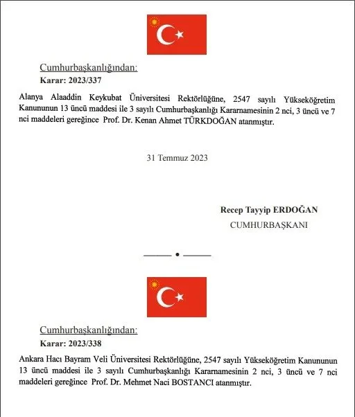 Resmi Gazete yayımlandı! Yüksek Öğretim Kurulu üyeliğine yeni atamalar...