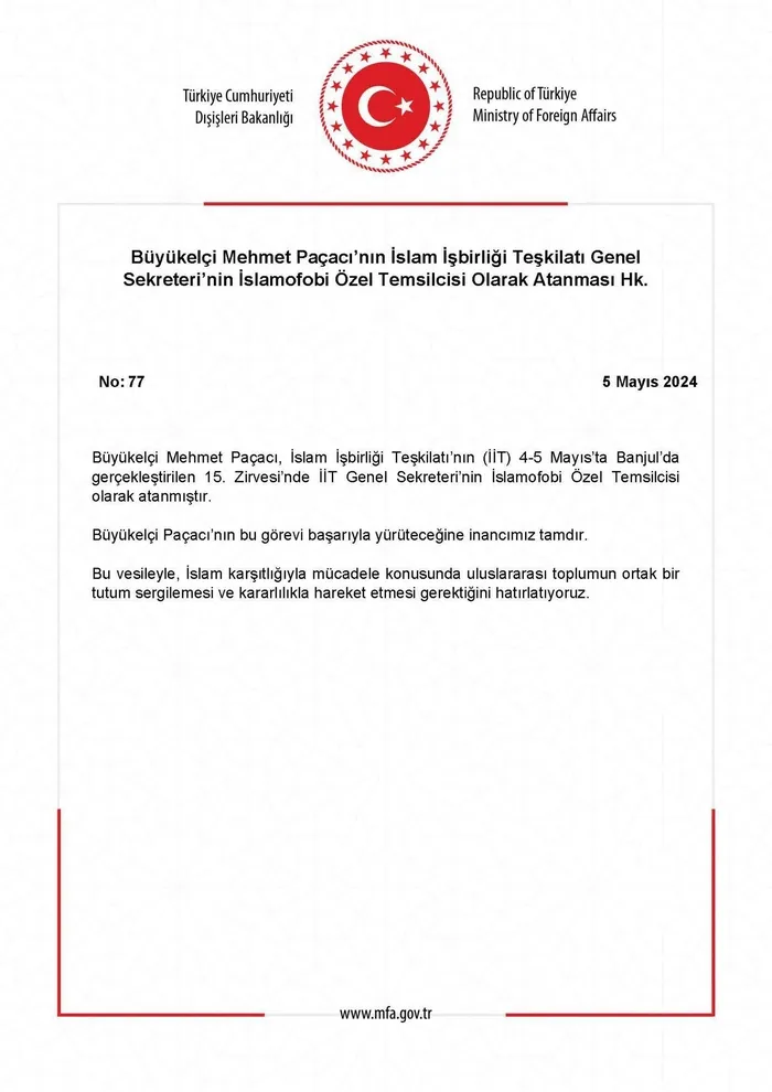 iit-genel-sekreterinin-islamofobi-ozel-temsilcisi-mehmet-pacaci-oldu-1714923768769.jpeg İİT Genel Sekreteri'nin İslamofobi Özel Temsilcisi Mehmet Paçacı oldu - 1