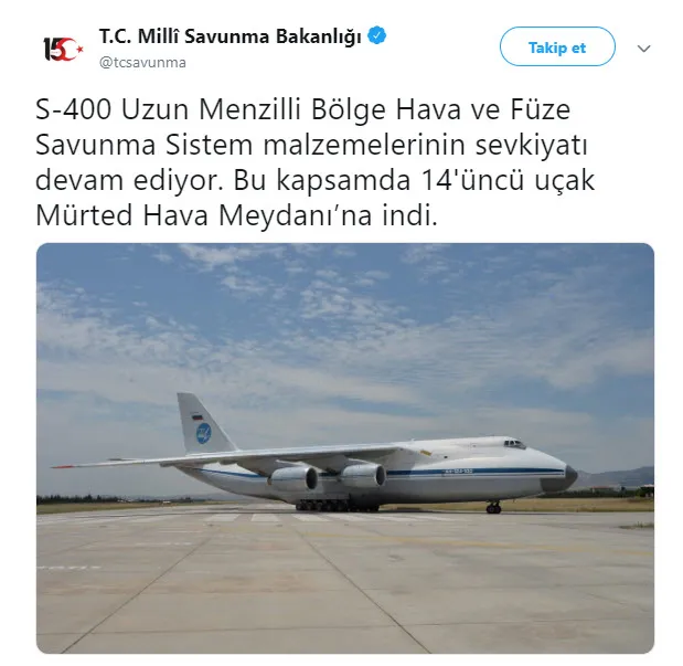 S-400’leri taşıyan 14. Rus uçağı Mürted’e indi
