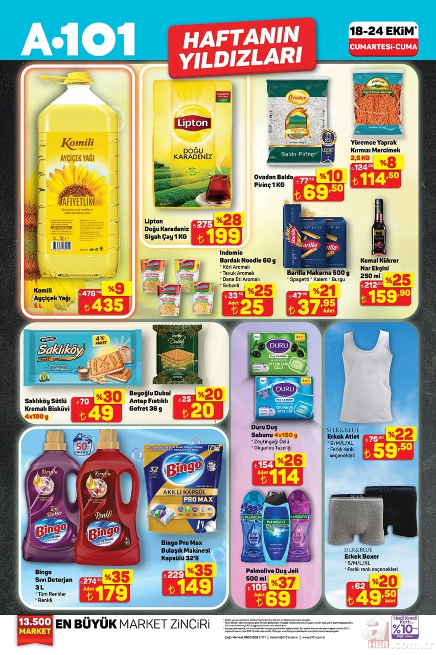 A101 FIRSATLARINDA BU HAFTA | 18-24 Ekim indirimlerinde neler var? Ayçiçek yağı 435 TL, deterjan 179 TL, duş jeli 69 TL… 3