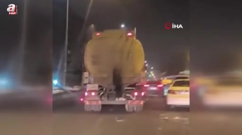 Tanker arkasında tehlikeli yolculuk
