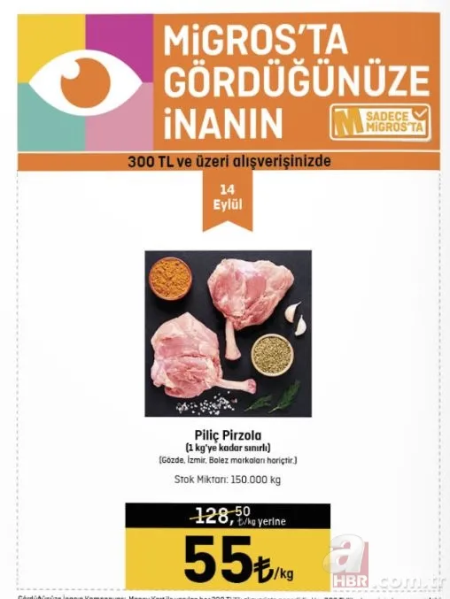 26 Eylül Migros indirim kataloğu yayınlandı: Migros’ta Dana Kasap Sucuk 59 TL, Dana Kasap Sucuk 59 TL, Dana Kıyma 99.90 TL, Süzme Peynir 39 TL’den satılıyor 2