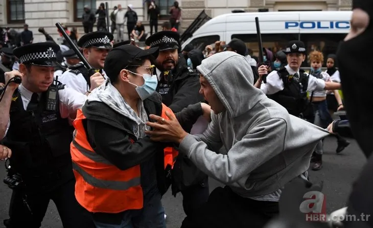 Protestolar İngiltere’ye de sıçradı! Londra’da göstericiler ve polis arasında arbede