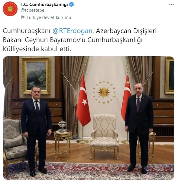 Son dakika: Başkan Erdoğan Meredow ve Bayramov'u kabul etti - 3