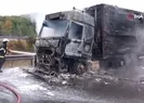 Tavuk yüklü tır alev alev yandı