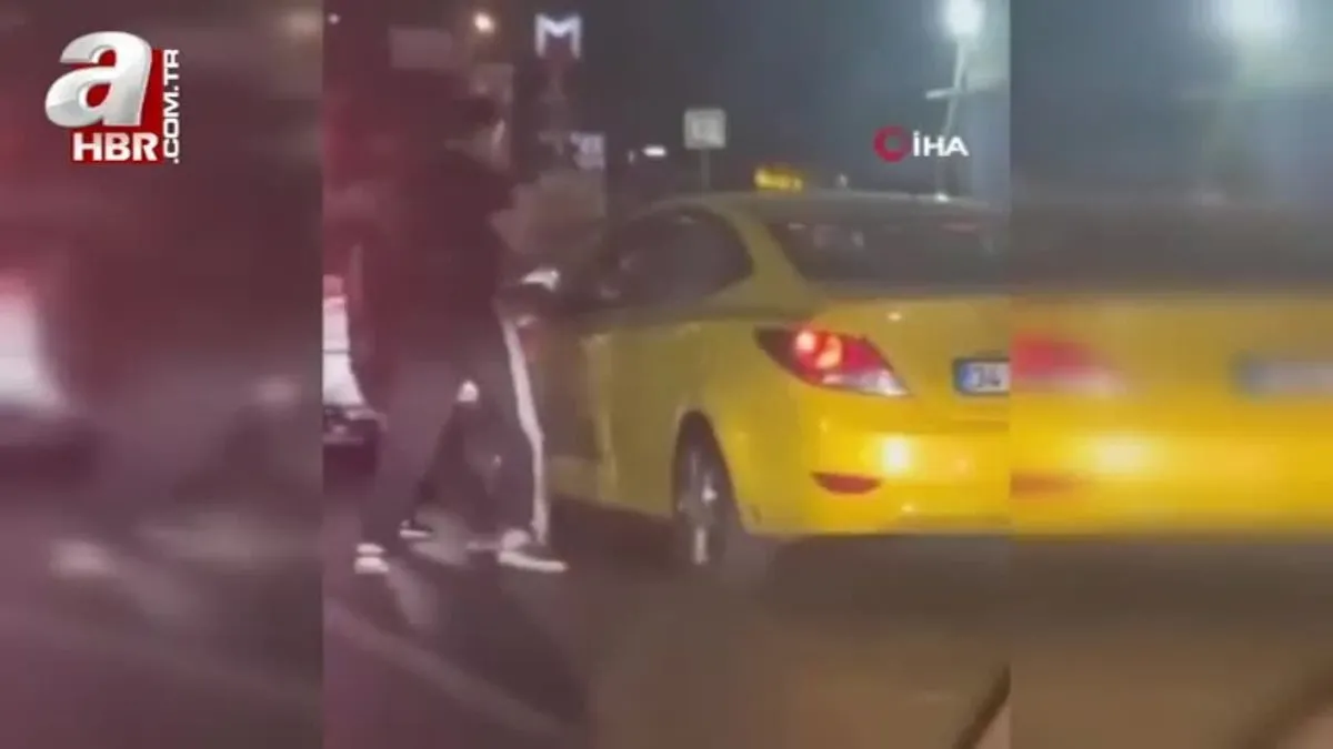 İstanbul Pendik te taksiciyle sopa ile saldırı kamerada