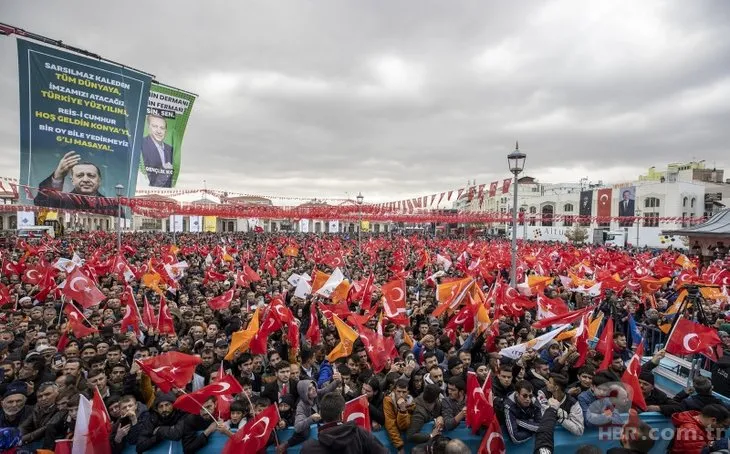 Konya’da Başkan Erdoğan coşkusu! Toplu açılış töreninde dikkat çeken pankart! 6’lı masaya gönderme