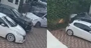 Fren yerine gaza basıp komşusuna çarptı