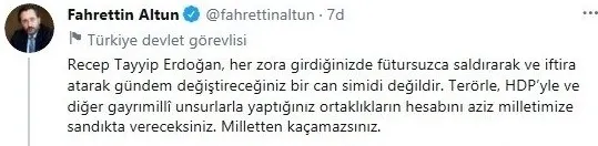 İletişim Başkanı Fahrettin Altun’dan Meral Akşener’e yanıt: Hesabını aziz milletimize sandıkta vereceksiniz