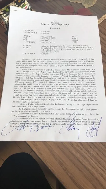 İstanbul'daki geçersiz oylar yeniden sayılacak - 1