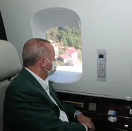 Başkan Erdoğan sel felaketinin yaşandığı Giresunda! Bölgeyi havadan inceledi