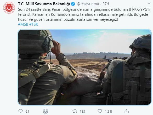 Son dakika: Bakanlık açıkladı: Sızma girişiminde bulunan 8 terörist etkisiz hale getirildi - 1