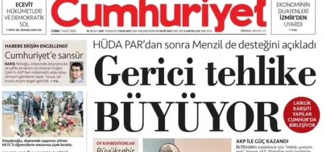 Millet İttifakı’nın giderek artan tehdidi! Cumhuriyet Gazetesi 28 Şubat düğmesine bastı! Cumhur İttifakı’nı terörize etmeye çalıştılar