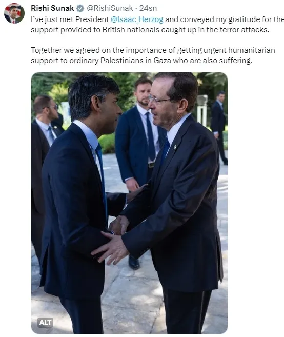 İngiltere Başbakanı Rishi Sunak’tan İsrail’e destek