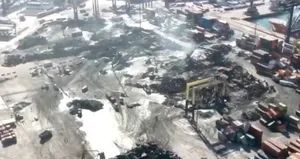 İşte yangın sonrası İskenderun Limanı