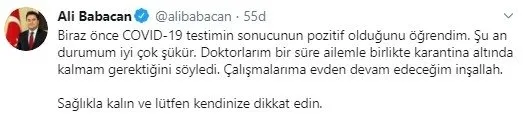 Son dakika: Koronavirüse yakalanan DEVA Partisi Genel Başkanı Ali Babacan tedavisine hastanede devam edecek - 2