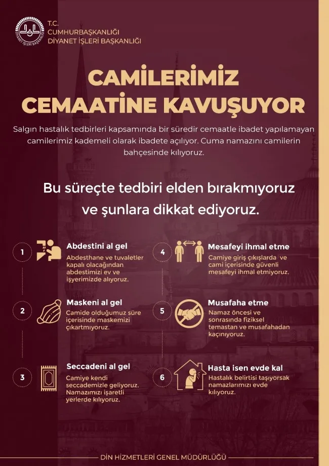 Diyanetten cuma namazı için uyarı afişi