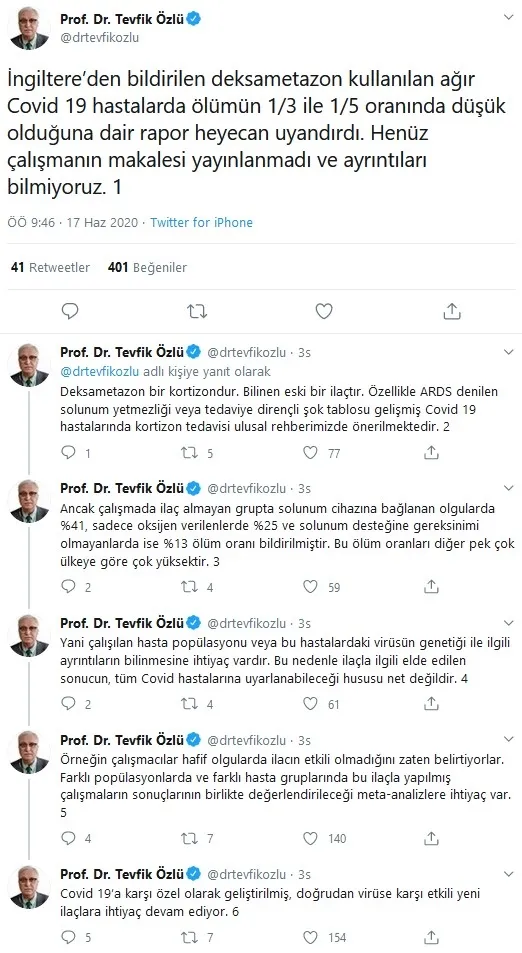 Son dakika: Bilim Kurulu Üyesi Tevfik Özlü'den corona virüs ilacı 'Dexamethasone' için flaş açıklama - 1