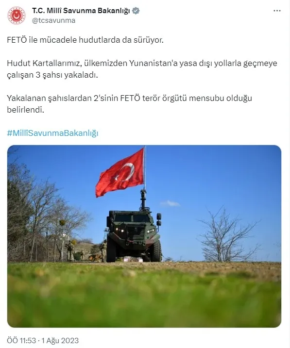 MSB: Yunanistan’a kaçmaya çalışan 2 FETÖ’cü yakalandı