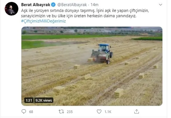 Son dakika: Hazine ve Maliye Bakanı Berat Albayrak'tan çiftçiye destek mesajı - 1