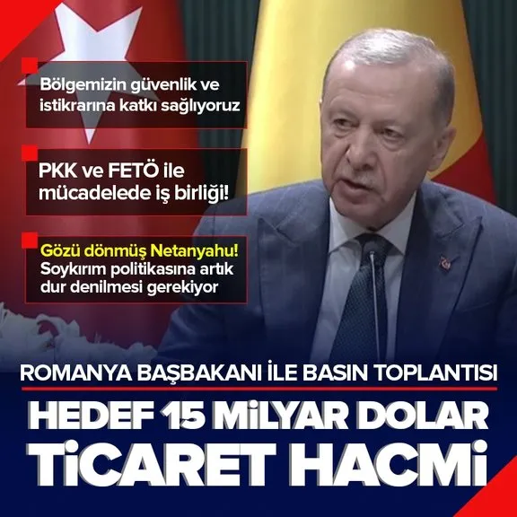 Başkan Erdoğan Romanya Başbakanı Ciolacu ile Ortak Basın Toplantısı’nda açıklamalarda bulundu