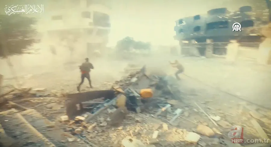 El Kudüs Tugayları Gazze'de katil İsrail'in tankını böyle imha etti! Cephe hattından sıcak görüntüler 21