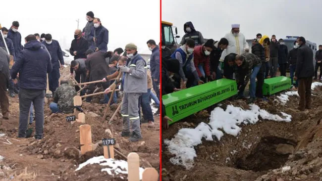 Babasının öldürdüğü anne ve iki kız kardeşinin cenazesine elinde kelepçeyle geldi