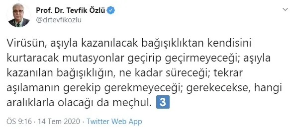 Sağlık Bakanlığı Bilim Kurulu Üyesi Prof. Dr. Tevfik Özlü'den koronavirüs aşısı mesajı - 4