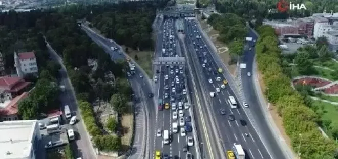 İstanbulluların çilesi başladı: Haliç Köprüsü’nde trafik kilit! Havadan böyle görüntülendi