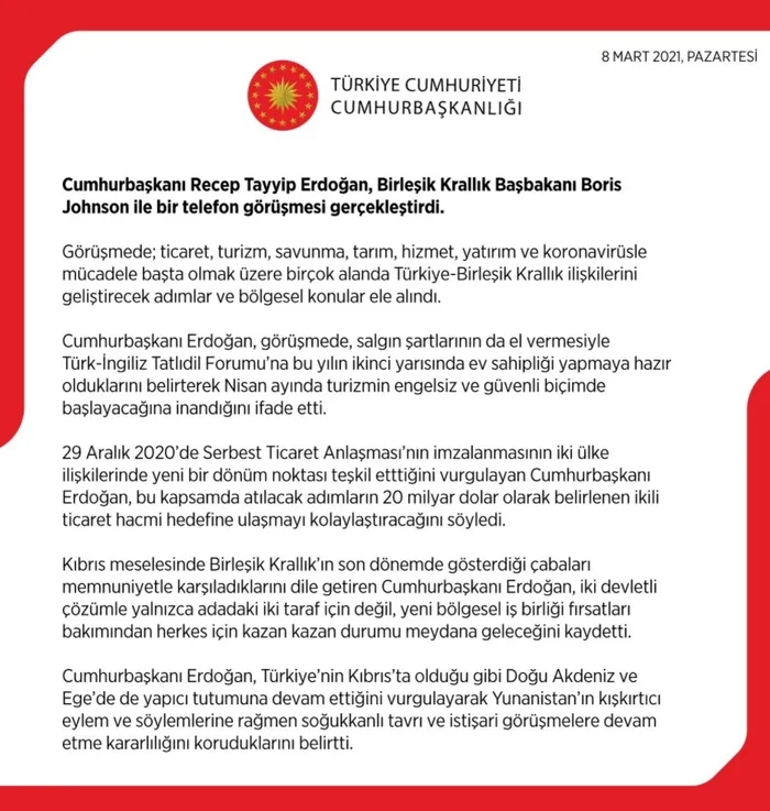 Son dakika: Başkan Erdoğan, İngiltere Başbakanı Boris Johnson ile görüştü