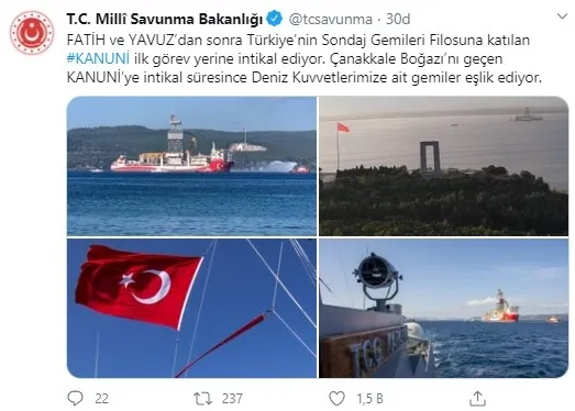 MSB: Kanuni'ye Deniz Kuvvetlerimize ait gemiler eşlik ediyor - 1