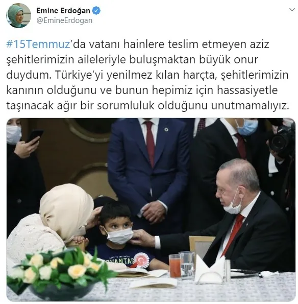Emine Erdoğan’dan 15 Temmuz paylaşımı