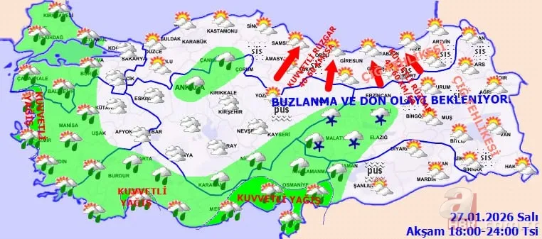 Türkiye'ye yeni sistem giriş yaptı: 17 il alarmda! Yağış, kar ve fırtına uyarısı 20