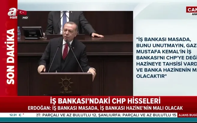 Erdoğan: İş Bankası Hazine'nin olacak