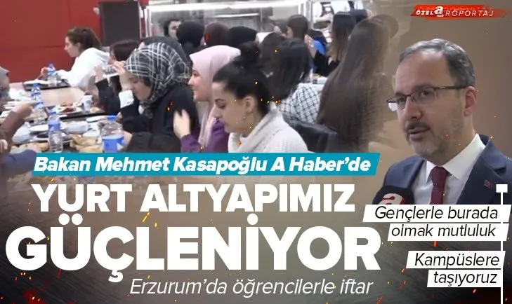 Gençlik ve Spor Bakanı Mehmet Muharrem Kasapoğlu öğrencilerle iftarda buluştu! A Haber’e özel açıklamalar